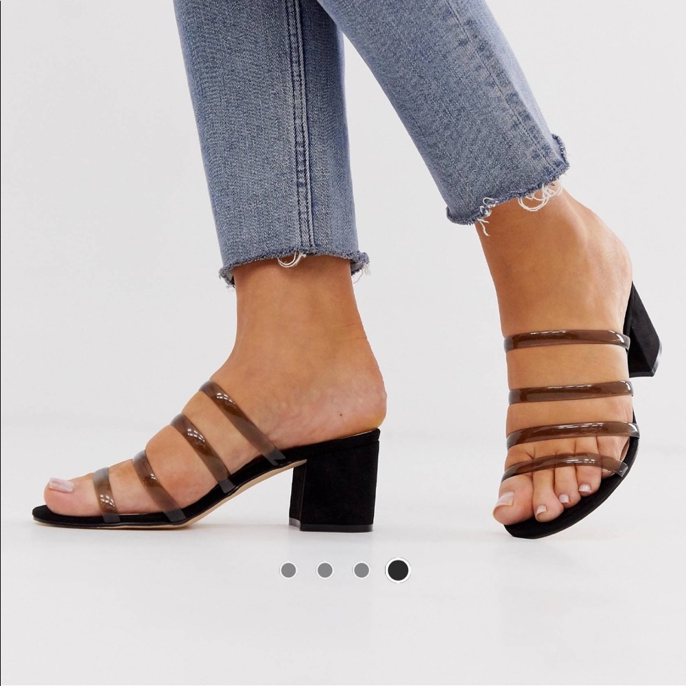 Black Mules with clear strap